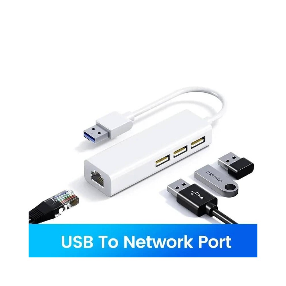 Adaptador Multi Splitter Dock USB 4 portas RJ45 100mbps | ByteNova