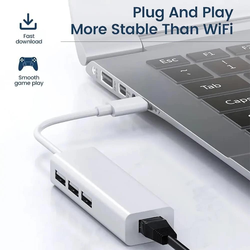 Adaptador Multi Splitter Dock USB 4 portas RJ45 100mbps | ByteNova