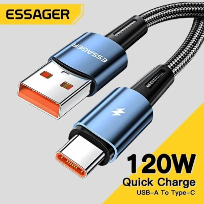 Cabo Essager de Carga Turbo Fast Charge 6A 120W USB-C 1M | ByteNova