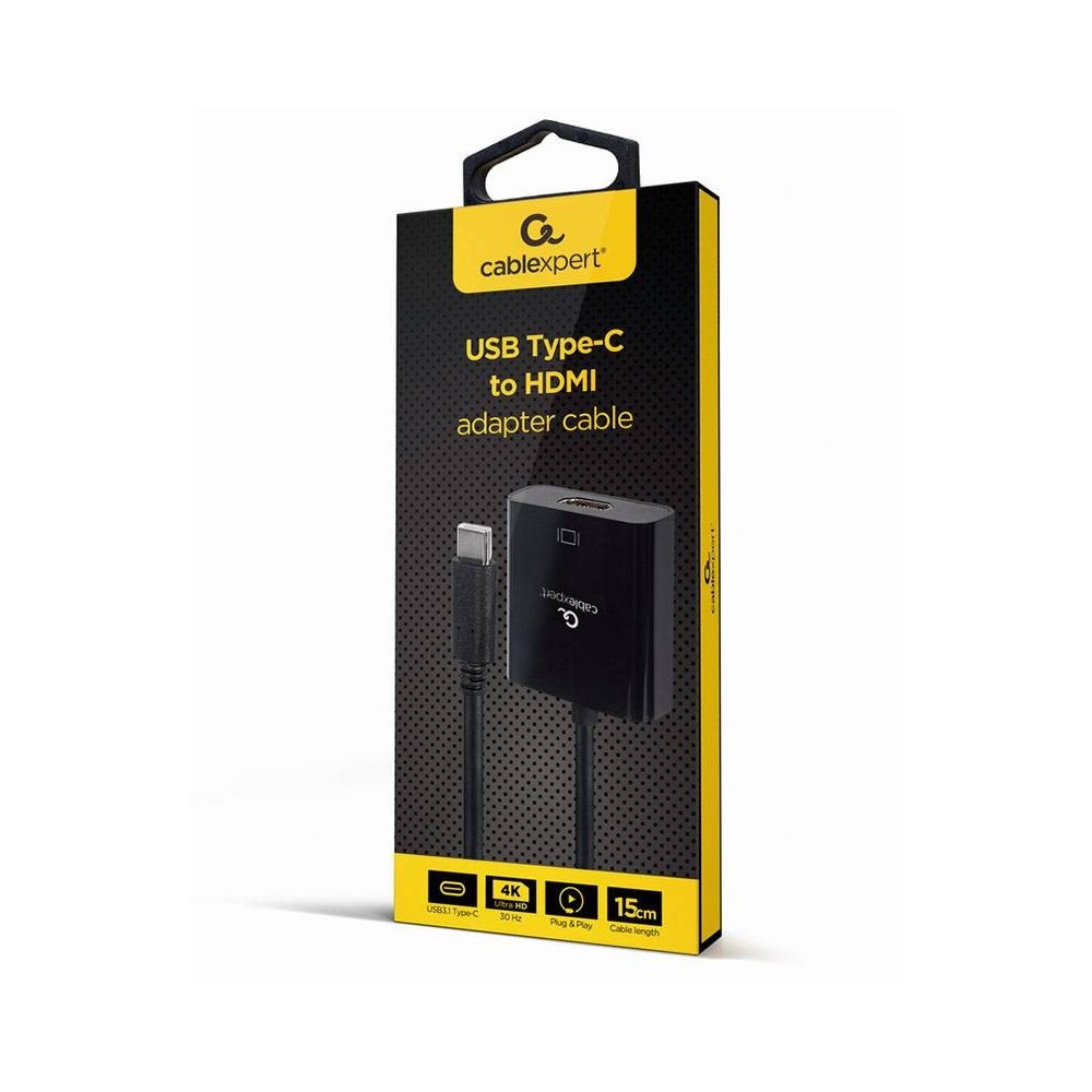 Adaptador Gembird USB-C para HDMI 4K 30Hz 15cm Preto | ByteNova