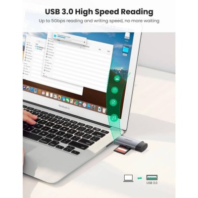 Leitor de Cartões UGREEN CM185 2-in-1 USB C OTG Cinzento | ByteNova