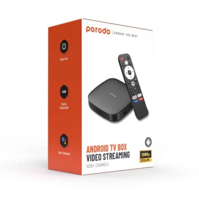 Android TV Box Porodo 1080P 2GB RAM 8GB ROM – Preto | ByteNova