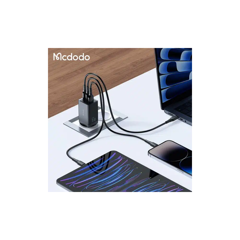Carregador Rápido Mcdodo 67w GaN 5 Mini 3 Portas c/ Cabo | ByteNova