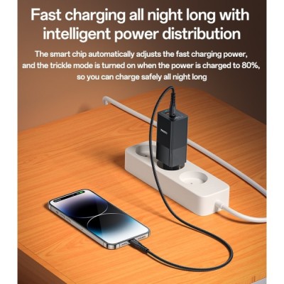Carregador Fast Charge Gan 65W USB c/ Cabo Dual USB C | ByteNova