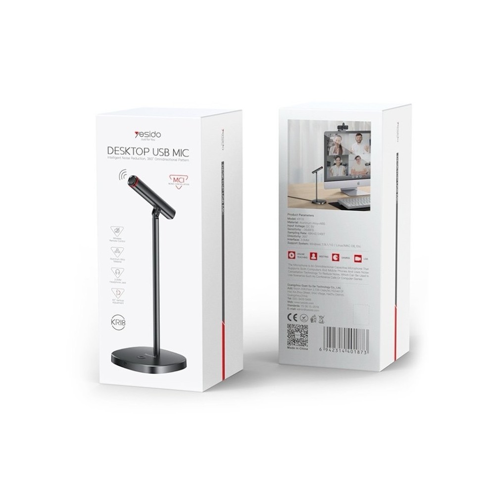 Microfone USB de mesa com cancelamento de ruído Yesido | ByteNova
