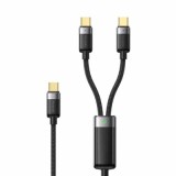 Cabo 2 em 1 USB-C para USB-C duplo 100W Cabo Inteligente | ByteNova