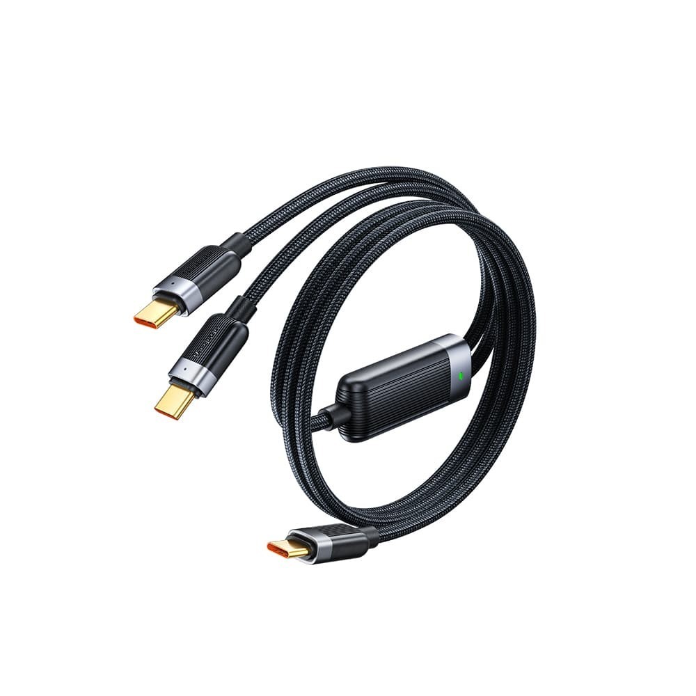 Cabo 2 em 1 USB-C para USB-C duplo 100W Cabo Inteligente | ByteNova