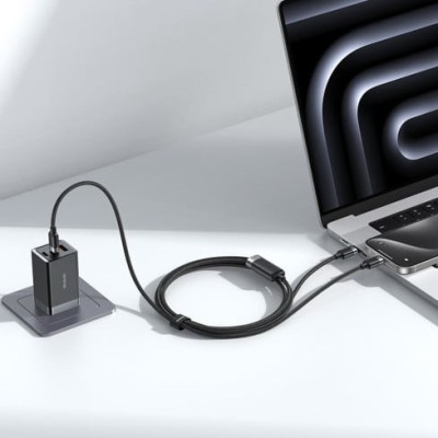 Cabo 2 em 1 USB-C para USB-C duplo 100W Cabo Inteligente | ByteNova