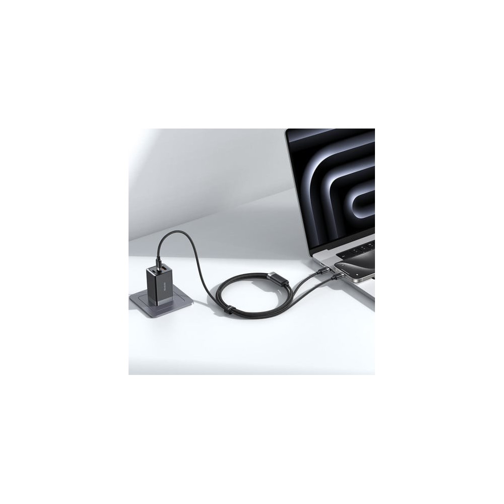 Cabo 2 em 1 USB-C para USB-C duplo 100W Cabo Inteligente | ByteNova