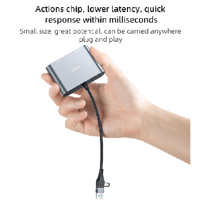 Adaptador Yesido HM15 USB C e USB A para VGA e HDMI | ByteNova