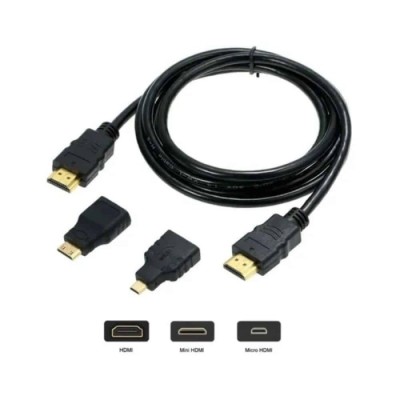 Cabo HDMI Multifuncional 3 Em 1 Micro 1.5m 1080p | ByteNova