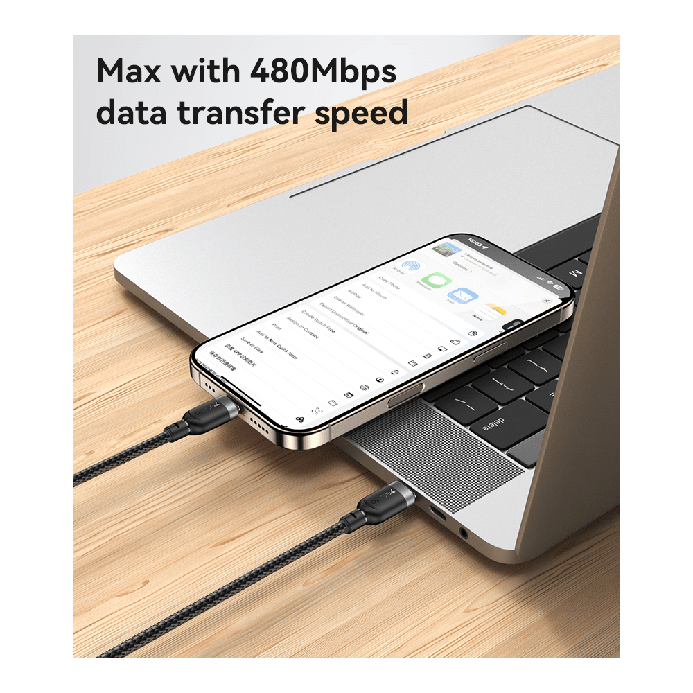 Cabo de carregamento rápido CA194 USB-C para USB-C de 60w | ByteNova