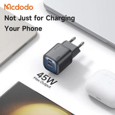 Carregador Rápido Dual USB-C Mcdodo GaN Mini de 45W Branco | ByteNova