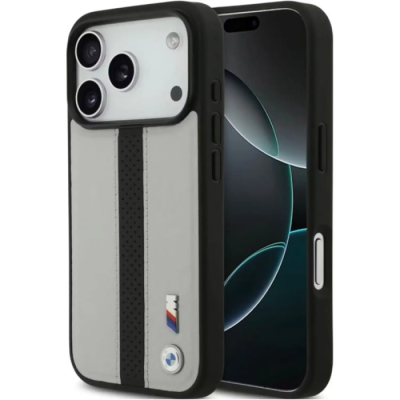 Capa BMW MagSafe Leather Case Grey/Black p/ 18 Pro Max | | ByteNova