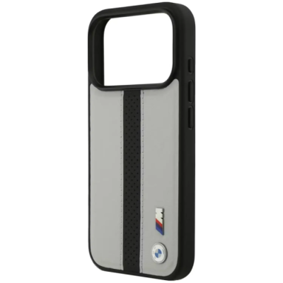 Capa BMW MagSafe Leather Case Grey/Black p/ 18 Pro | | ByteNova