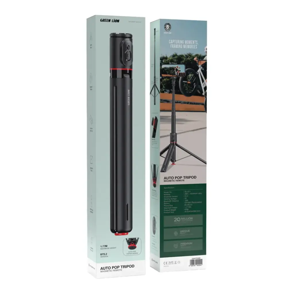 Tripé Auto Pop com Controle Remoto Magnético Green Lion – | ByteNova